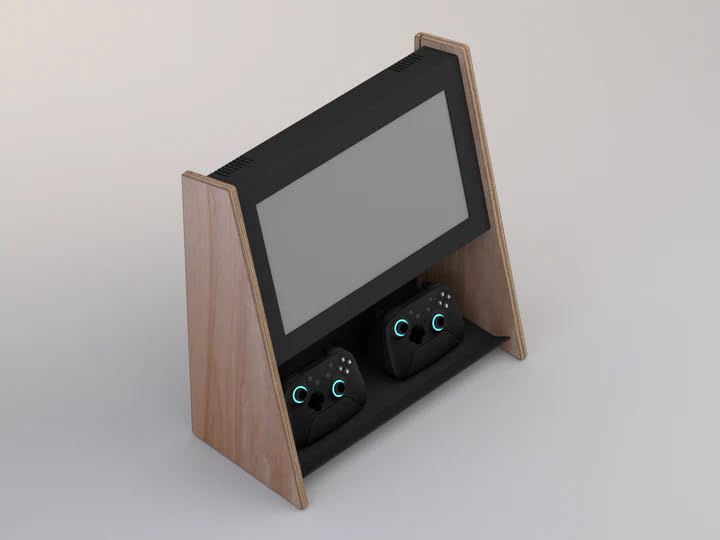 Black Walnut Mini Wall Mounted Arcade Console with 15.6" 1080p LCD, 1TB SSD, 2 Wireless Controllers D656275