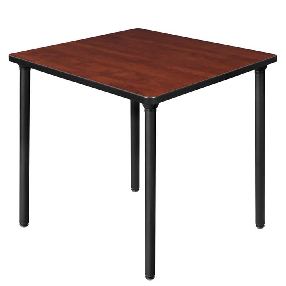 30" Square Folding Breakroom Table Reversible Cherry Maple Top Black Steel Legs Q499634