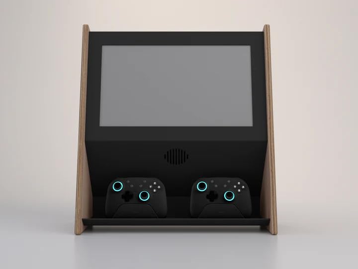 Black Walnut Mini Wall Mounted Arcade Console with 15.6" 1080p LCD, 1TB SSD, 2 Wireless Controllers D656275