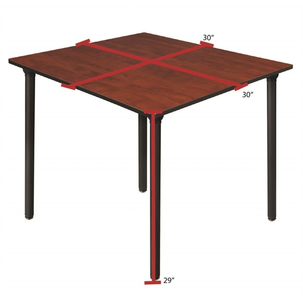 30" Square Folding Breakroom Table Reversible Cherry Maple Top Black Steel Legs Q499634