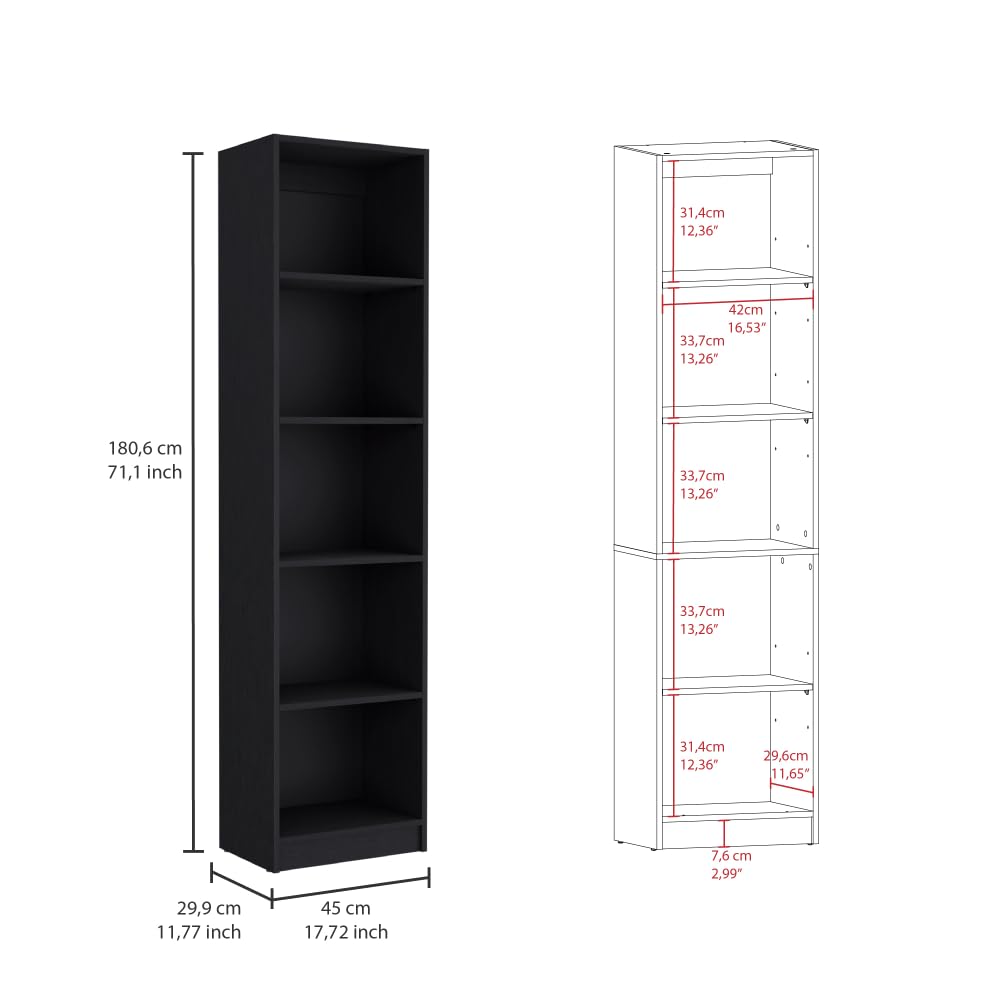 5 Tier Black Bookshelf A8418