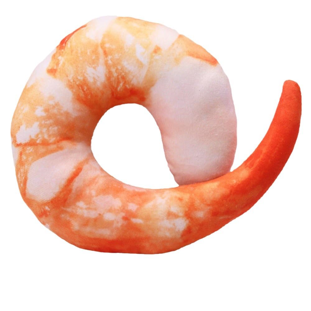 Shrimp Shape Squeaky Plush Dog Toy X3577
