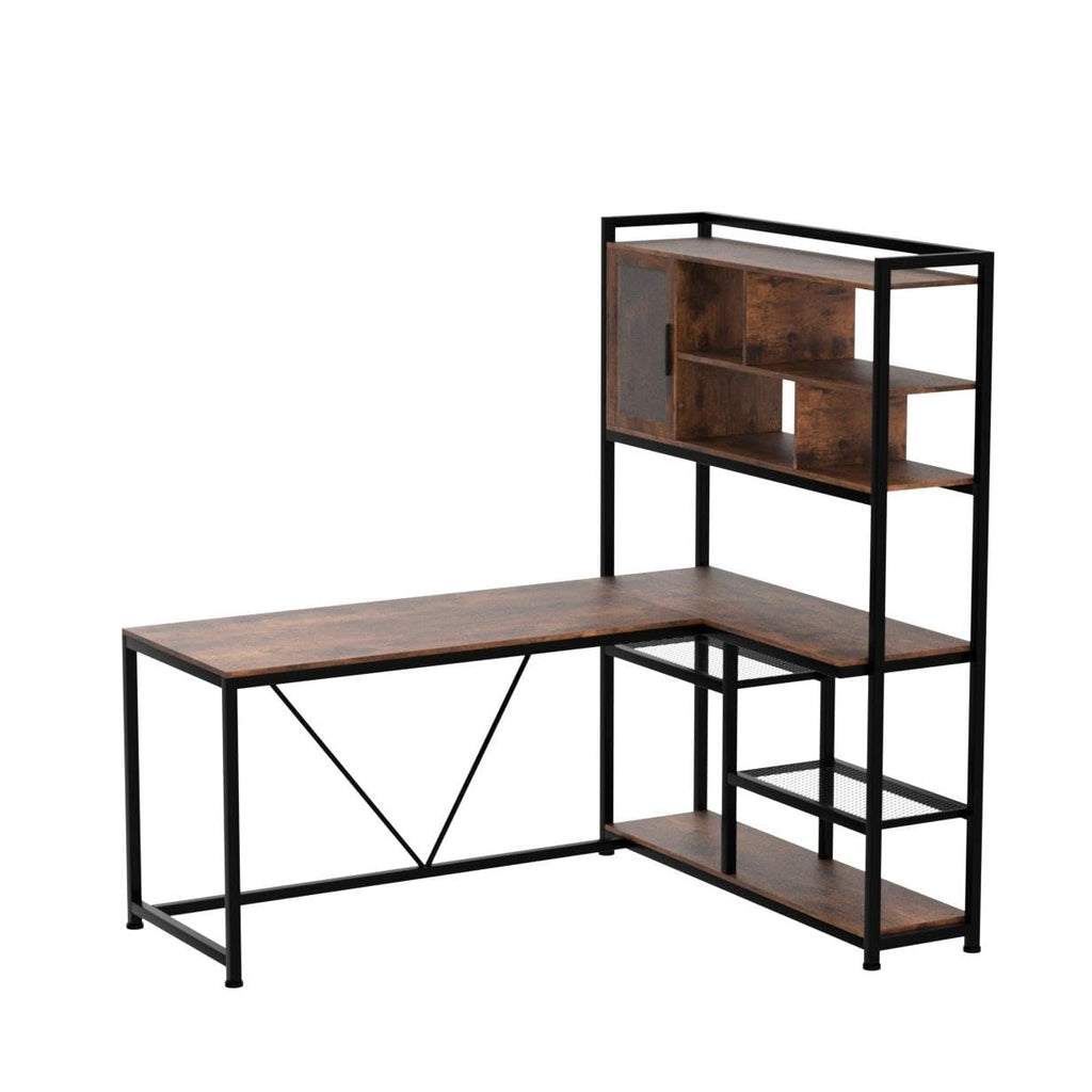 L Shaped Computer Desk with Storage Shelves V7891