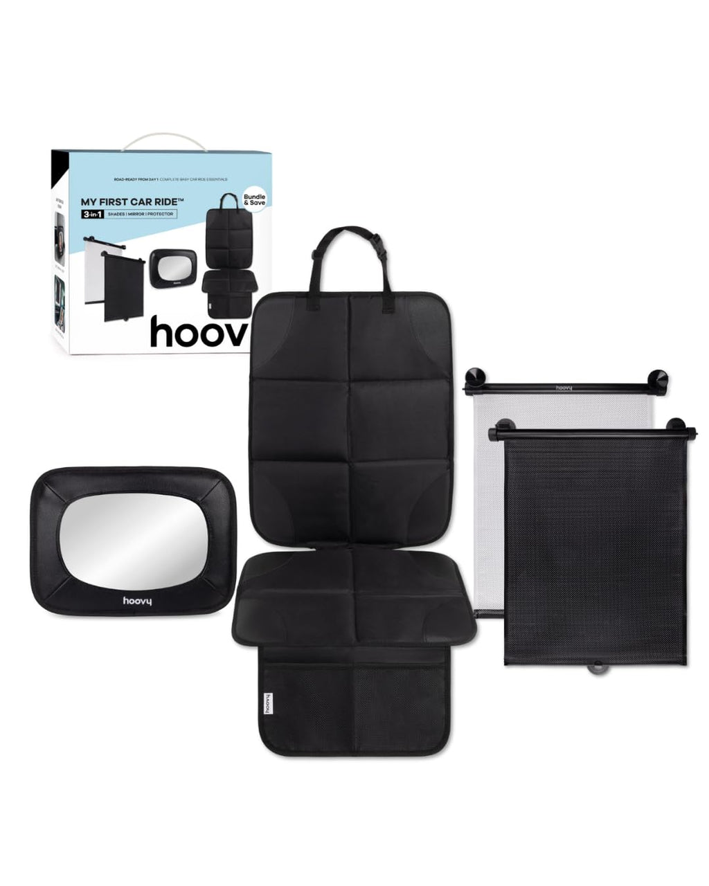 3-in-1 Baby Car Essentials Bundle, Sun Shades, Rear-Facing Mirror, and Seat Protector S2650