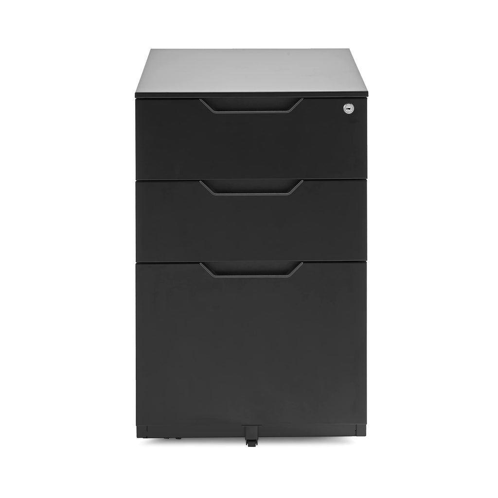 3-Drawer Black Mobile File Cabinet with Lock J80904