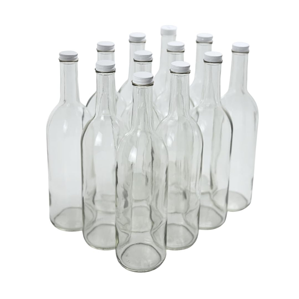 750ml Clear Glass Bottles with Lids 12-Pack I681
