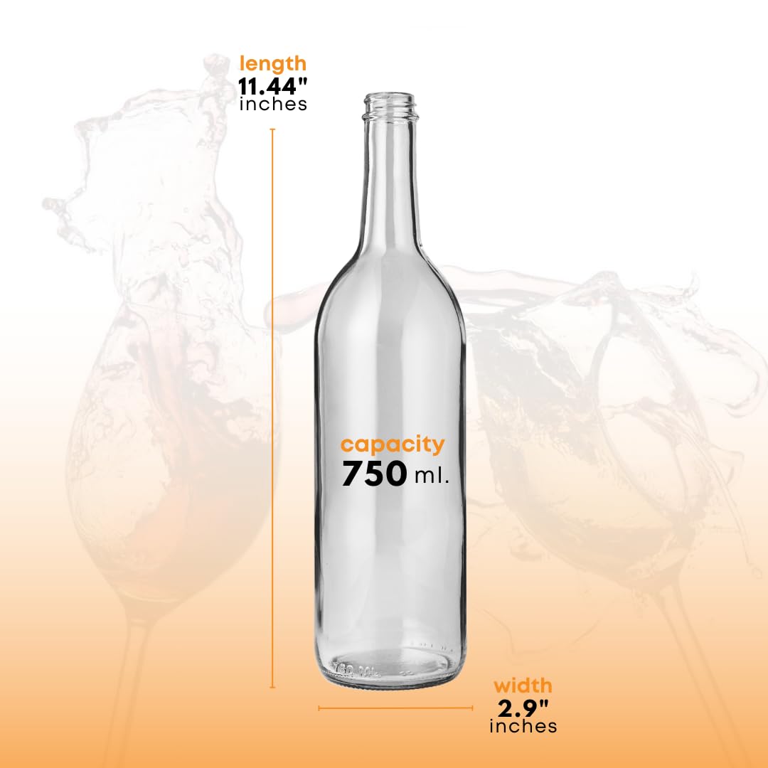 750ml Clear Glass Bottles with Lids 12-Pack I681