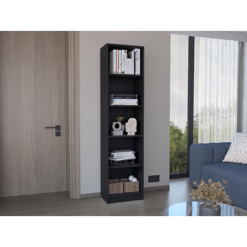 5 Tier Black Bookshelf A8418