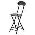 Folding Bar Stool with Backrest, 17.7inch Black L249275