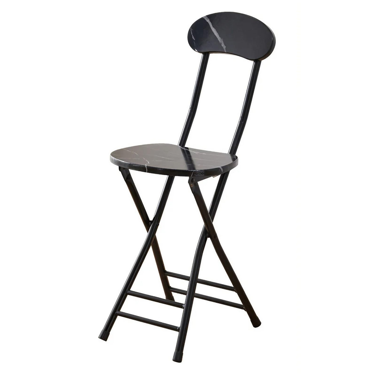 Folding Bar Stool with Backrest, 17.7inch Black L249275