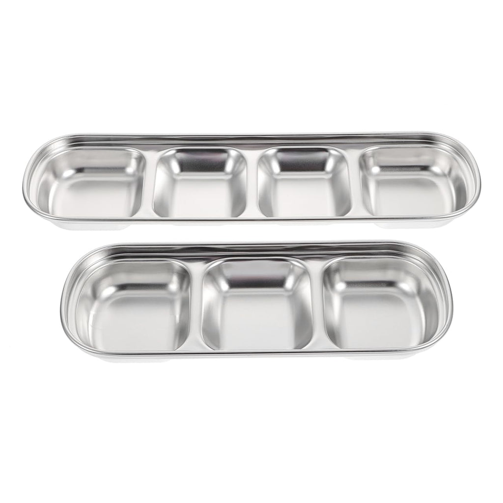 2pcs Stainless Steel Compartment Pet Food Bowls T88208