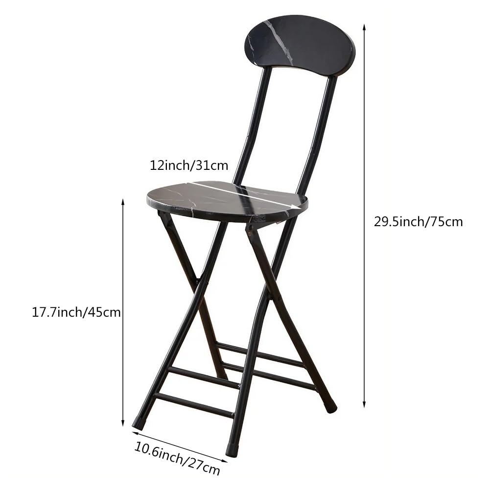 Folding Bar Stool with Backrest, 17.7inch Black L249275