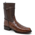 Brown Ostrich Skin Western Cowboy Boots with Zipper D836