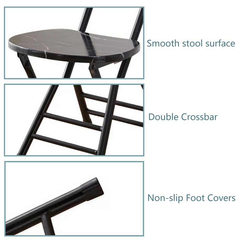 Folding Bar Stool with Backrest, 17.7inch Black L249275