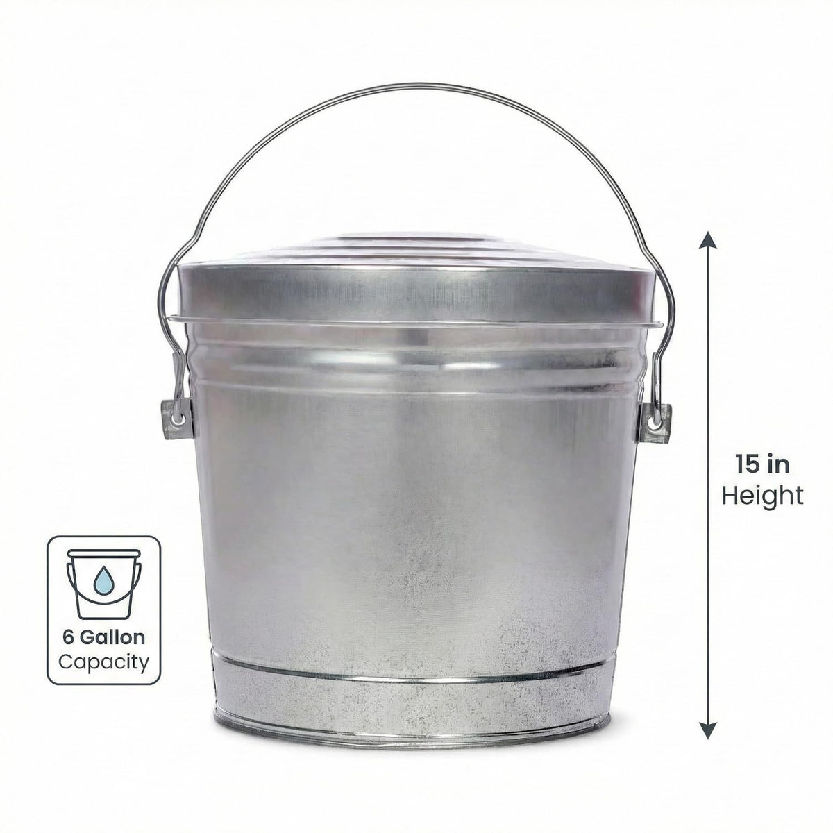 6 Gallon Galvanized Metal Trash Can with Locking Lid E362470