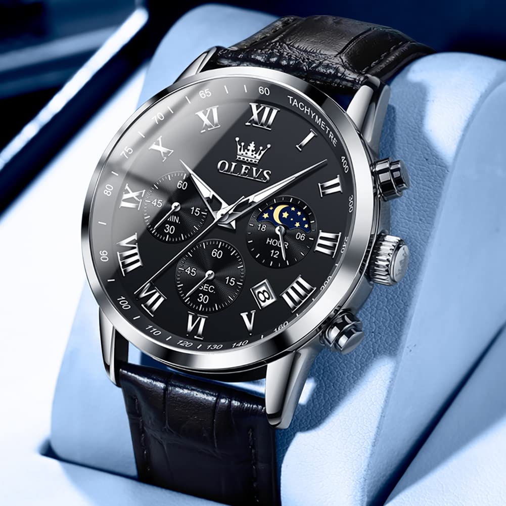 Leather Waterproof Classic Round Watch with Date N81358