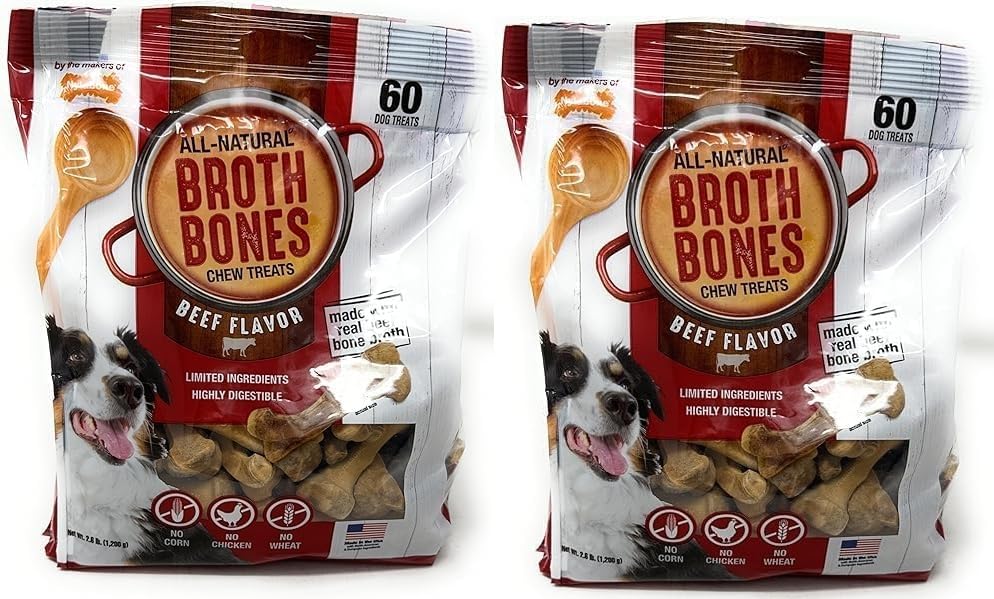 All-Natural Beef Broth Bones Dog Chew Treats D7324