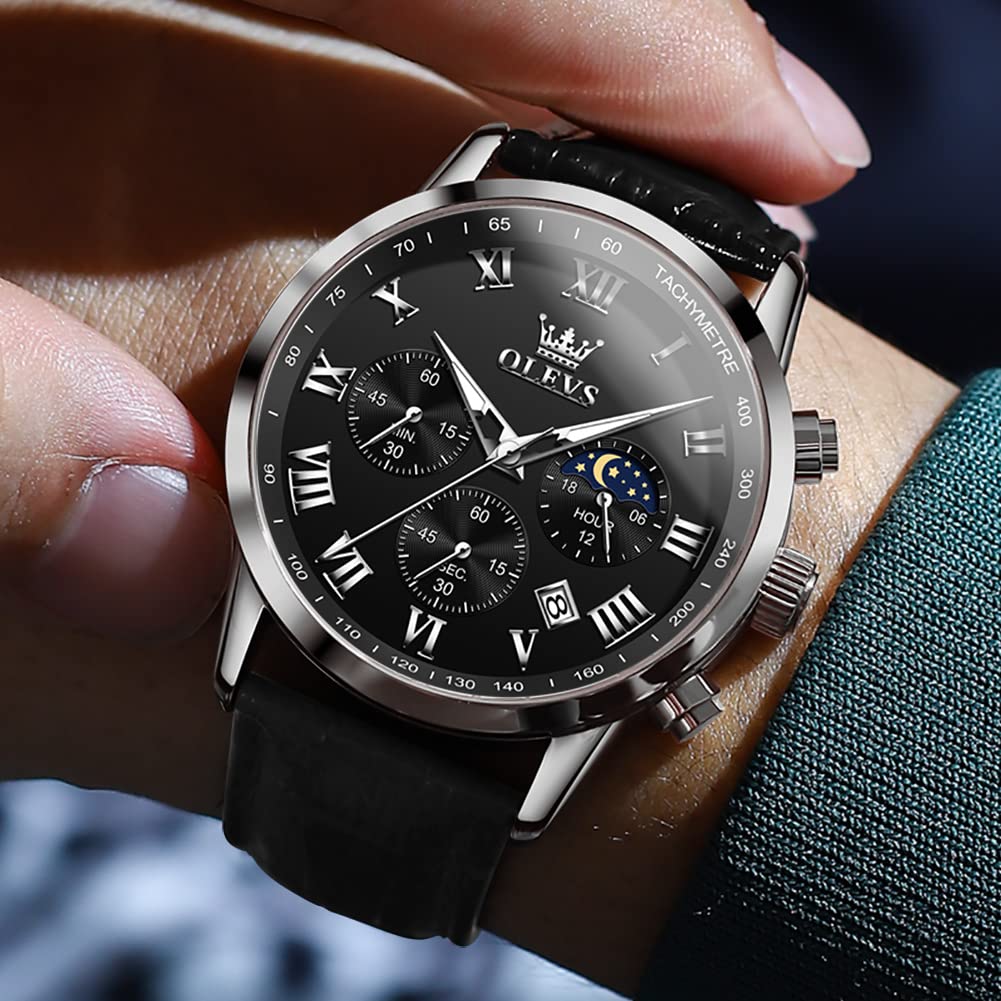 Leather Waterproof Classic Round Watch with Date N81358