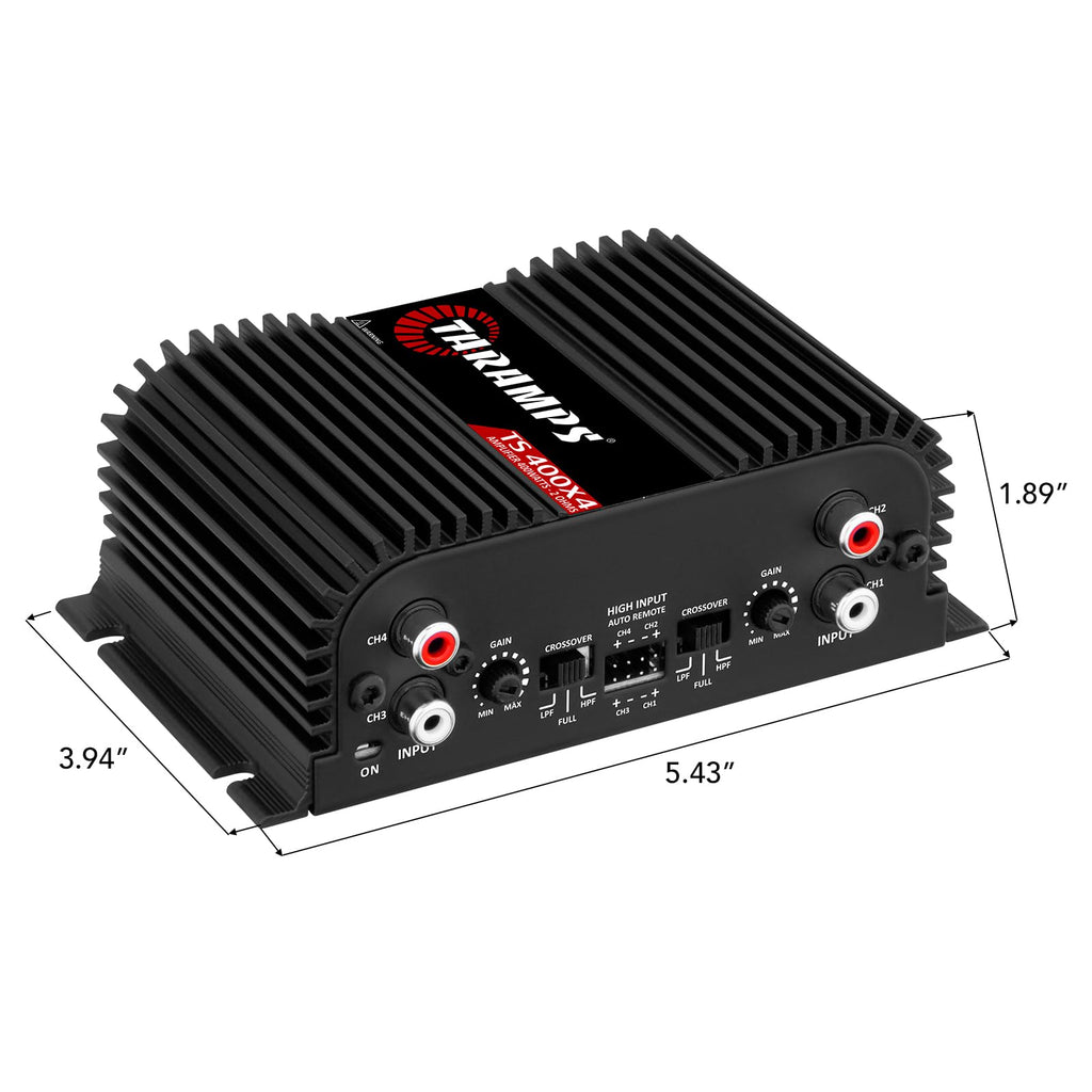 Black 2 Ohms 400W RMS 4-Channel Car Audio Amplifier E9236