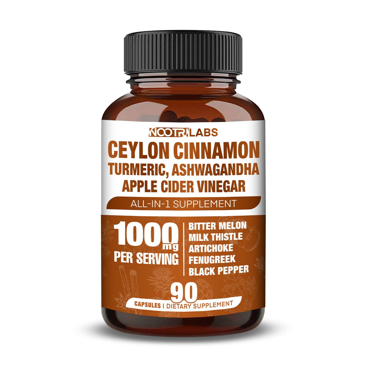 90 Vegan Capsules Ceylon Cinnamon Turmeric Apple Cider Vinegar Ashwagandha X290091