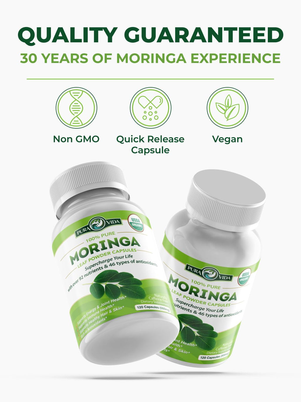 Organic Moringa Capsules 120ct 500mg N348