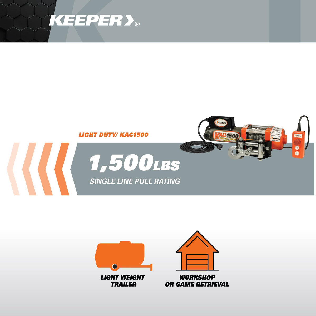 Electric Winch 110/120V AC with Remote 1500 lb. Capacity B84864