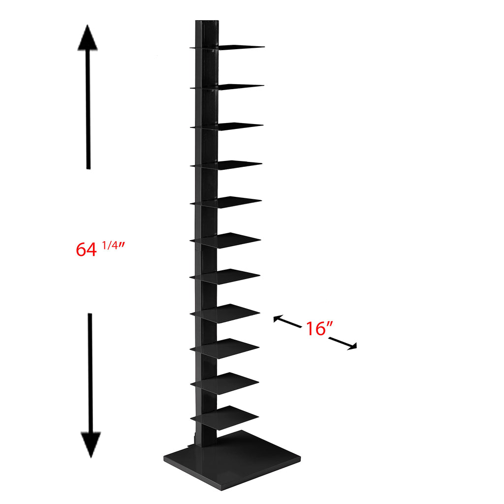 Black 12 Shelf Metal Book Tower A526813