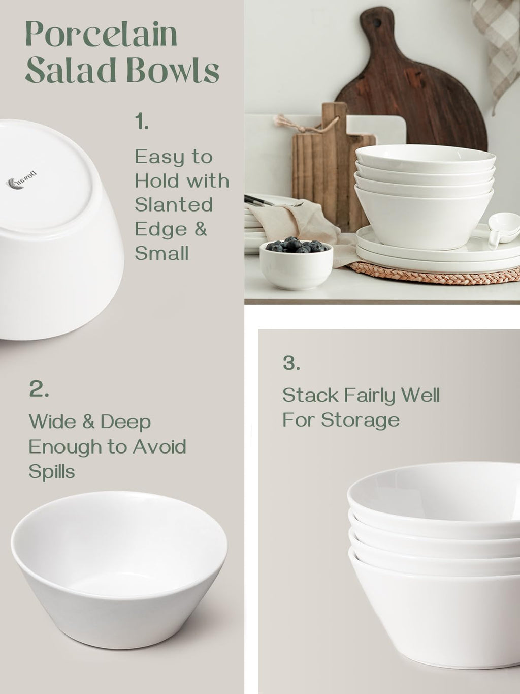 White Ceramic Soup Bowls Set of 4 M7791