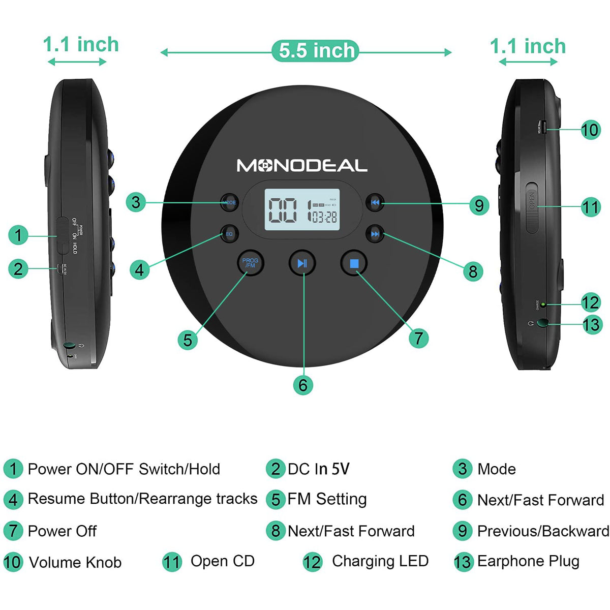 Portable CD Player with FM Transmitter H626851