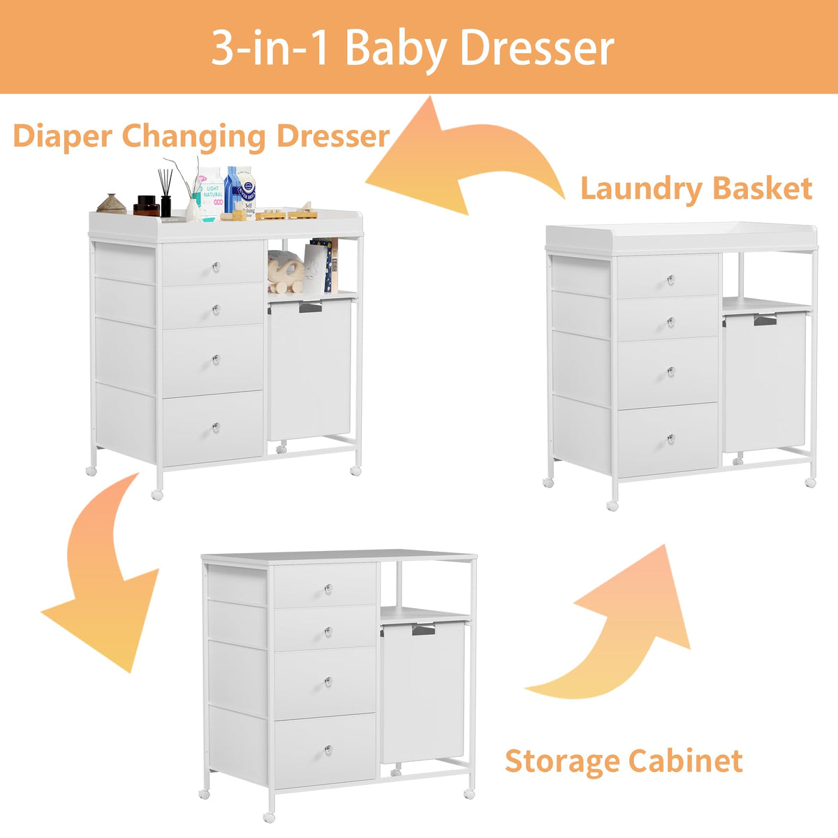 32.6" Baby Changing Station with 4 Wheels X94082