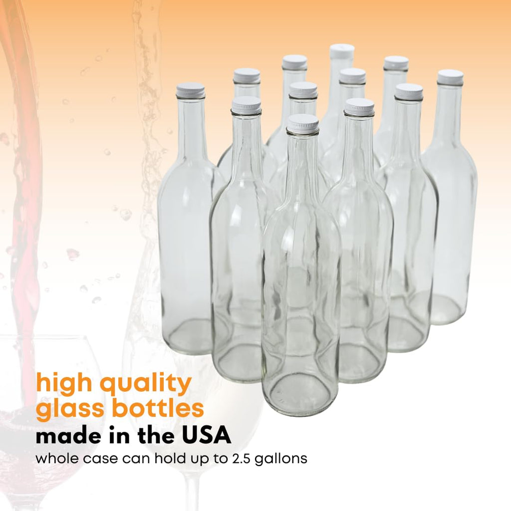 750ml Clear Glass Bottles with Lids 12-Pack I681