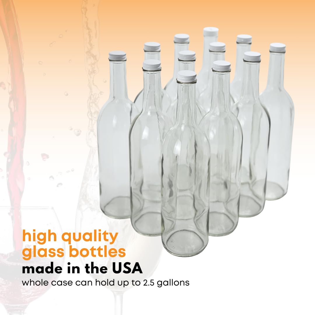 750ml Clear Glass Bottles with Lids 12-Pack I681