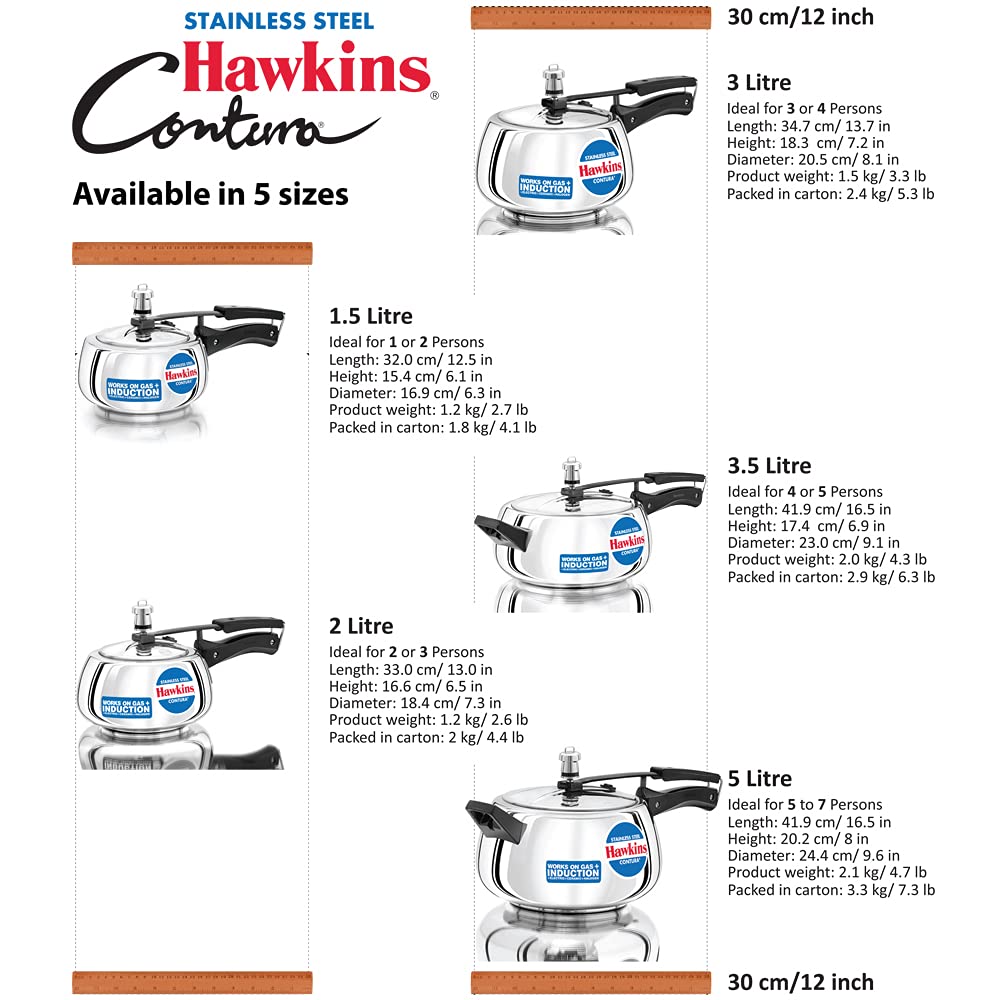 Stainless Steel Pressure Cooker, 3 Liter G2428