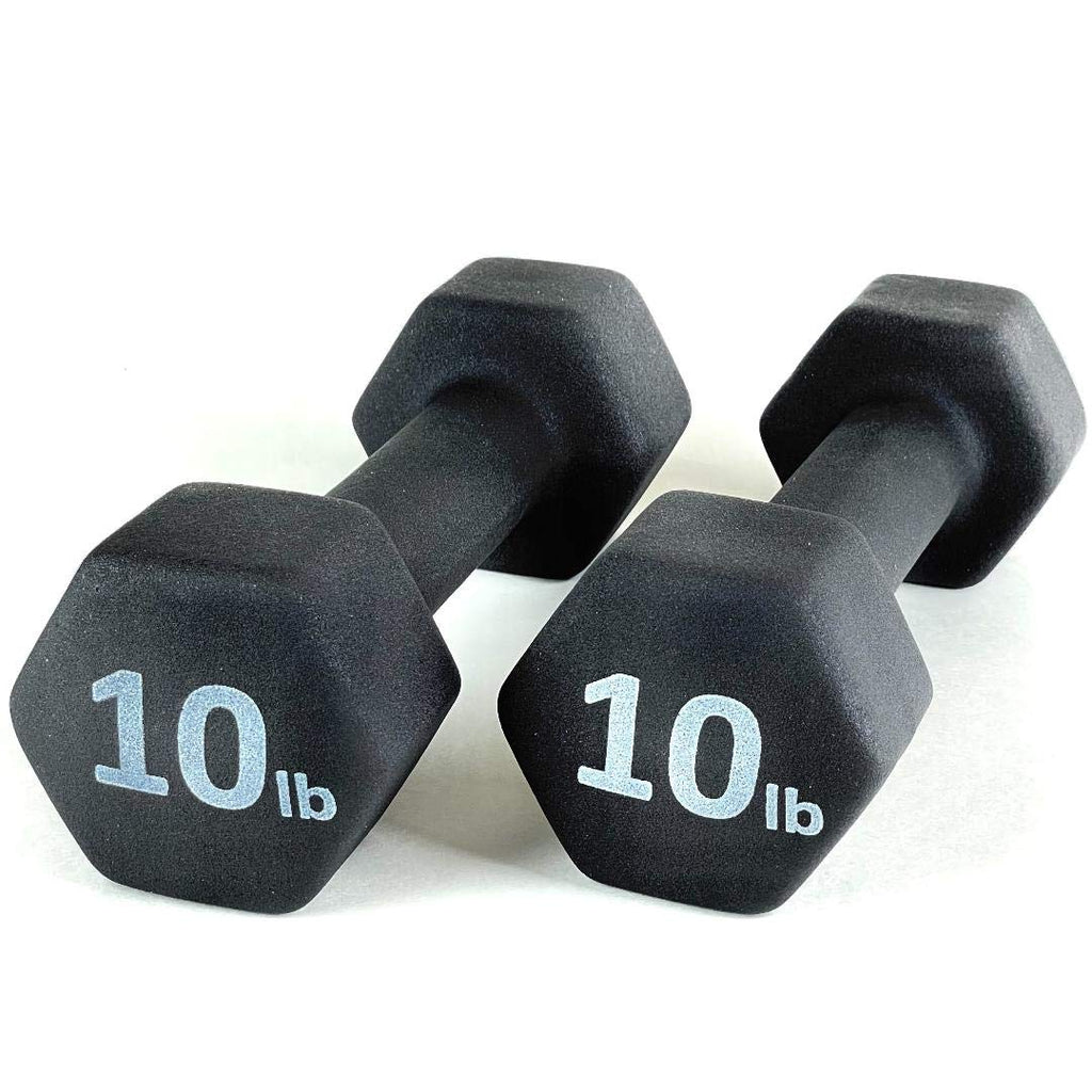 Black 10LB Set of 2 Neoprene Coated Hex Dumbbell V393135