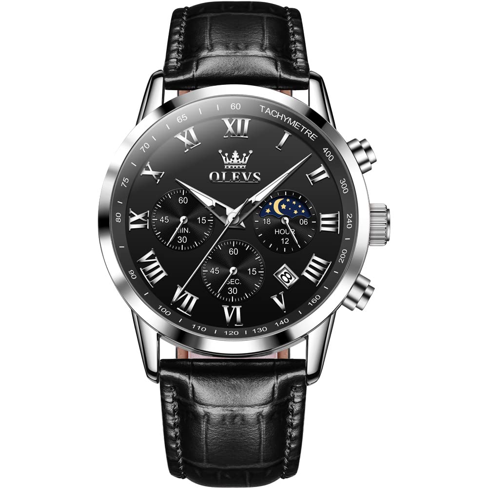 Leather Waterproof Classic Round Watch with Date N81358
