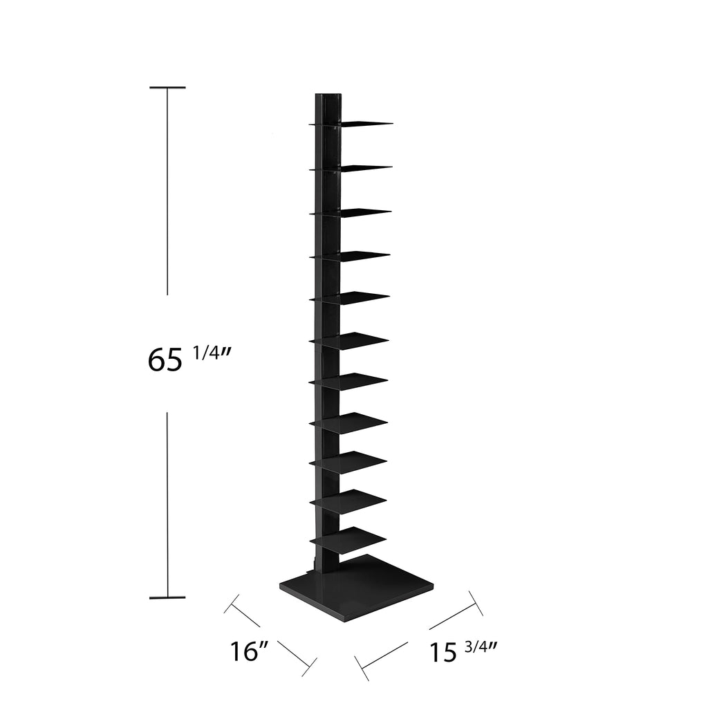 Black 12 Shelf Metal Book Tower A526813