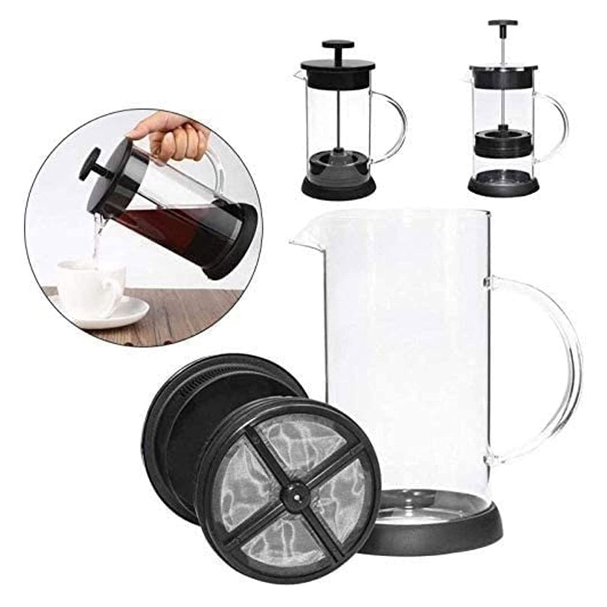 34 Oz Stainless Steel French Coffee Press with Triple Filters C374