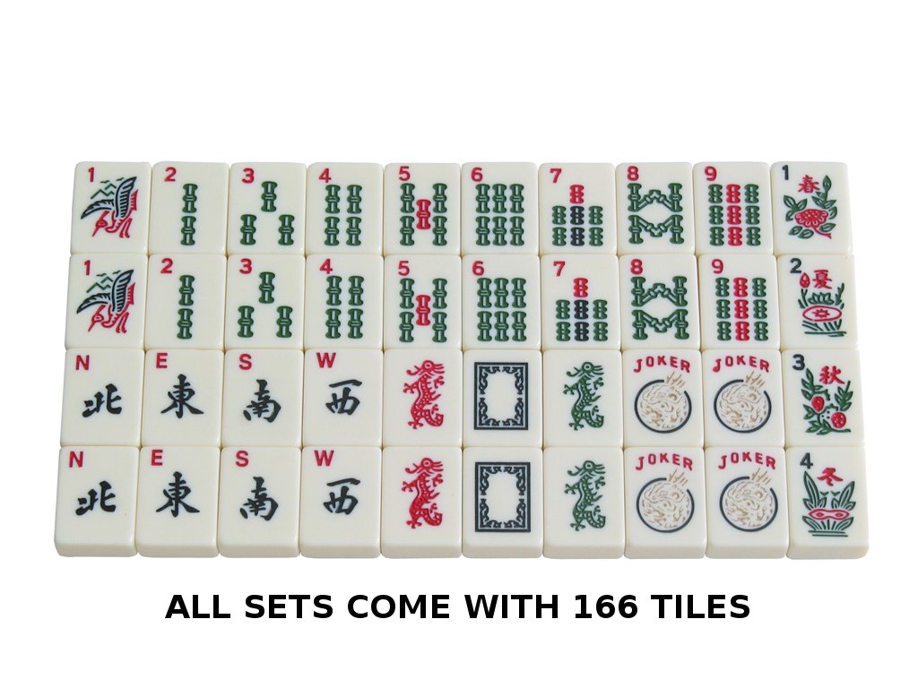 Black Paisley Mahjong Set with Soft Bag, 166 Ivory Colored Engraved Tiles, 4 All-in-One Rack/Pushers C92605