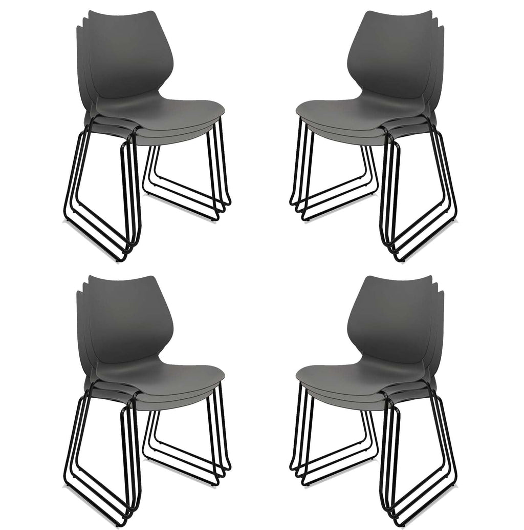 Stacking Chairs with Metal Legs Set of 12, Grey H3157