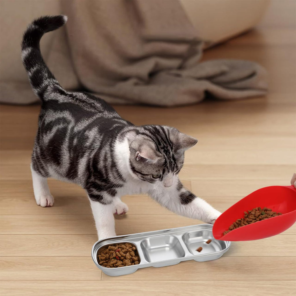 2pcs Stainless Steel Compartment Pet Food Bowls T88208