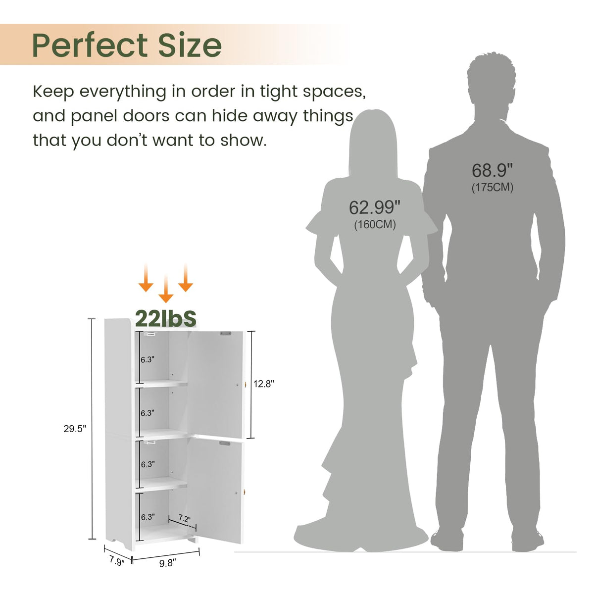 White Bathroom Storage Cabinet with 2 Doors N10603