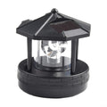 Solar Lighthouse Garden Light Rotatable Shade 360-Degree Outdoor Waterproof Lawn Street Lighting 2 Solar Panels Fast Charging ABS Material White Light Black Red 1pc 11x10x11cm(black) Y434