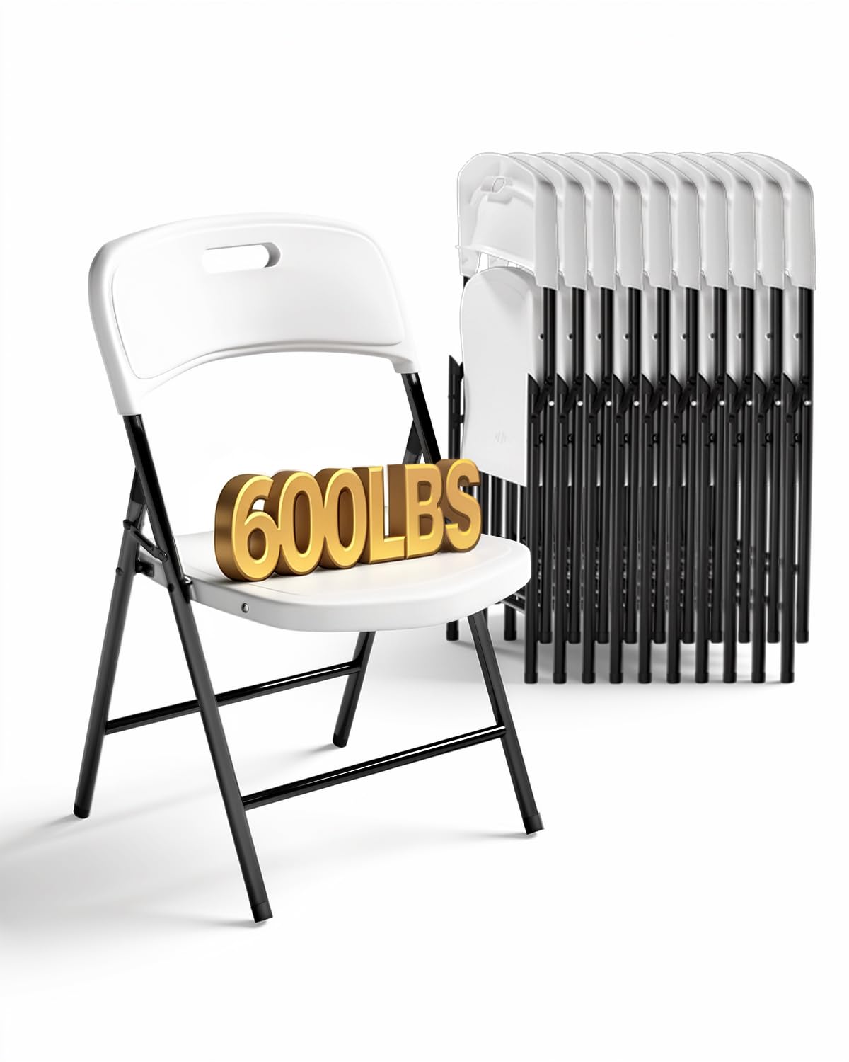 White 10 Pack 600lbs Capacity Folding Chairs X697