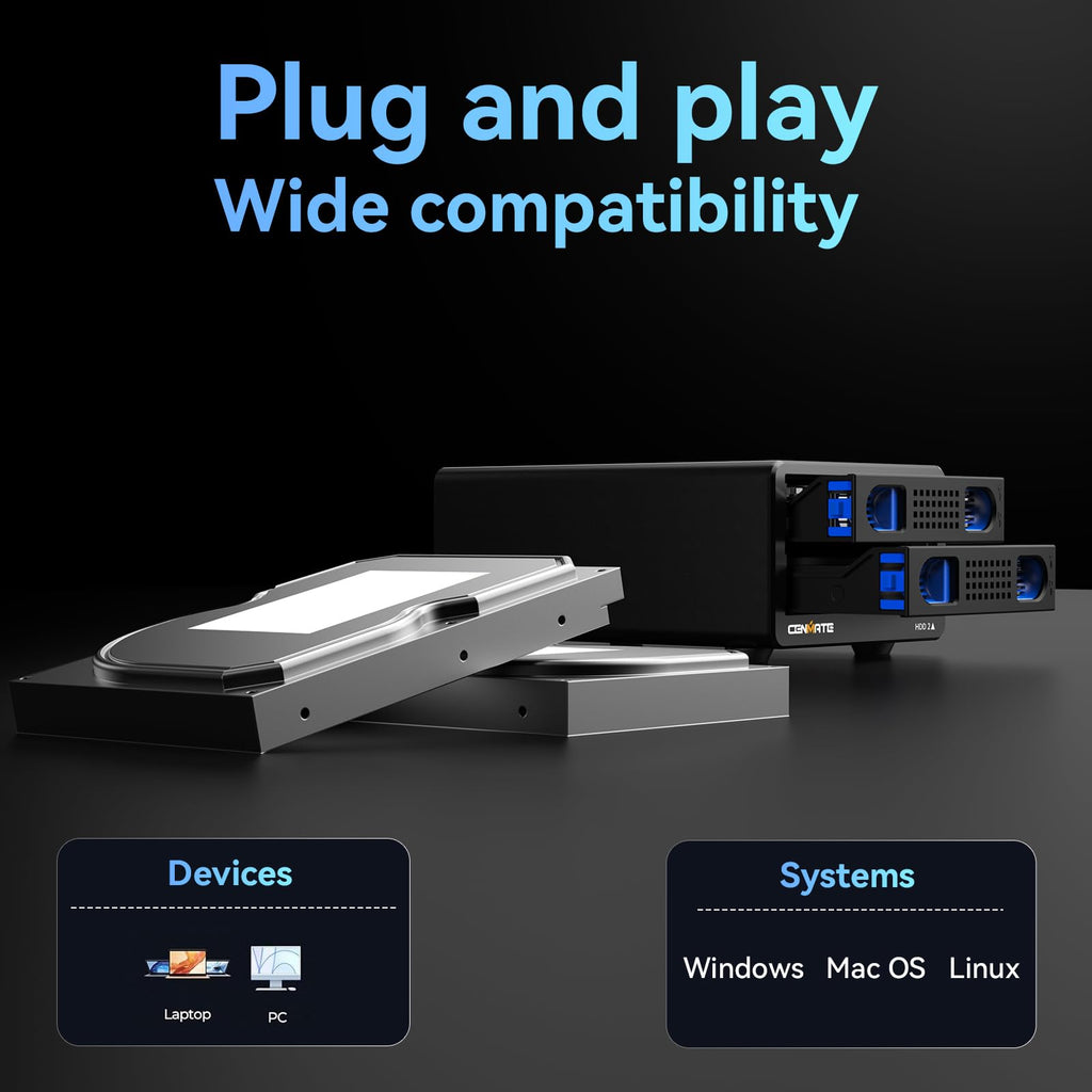 Aluminum 2 Bay Hard Drive Enclosure with Cooling Fan Y852