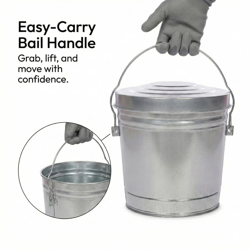 6 Gallon Galvanized Metal Trash Can with Locking Lid E362470