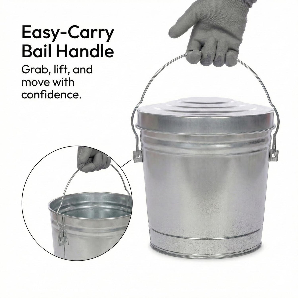 6 Gallon Galvanized Metal Trash Can with Locking Lid E362470