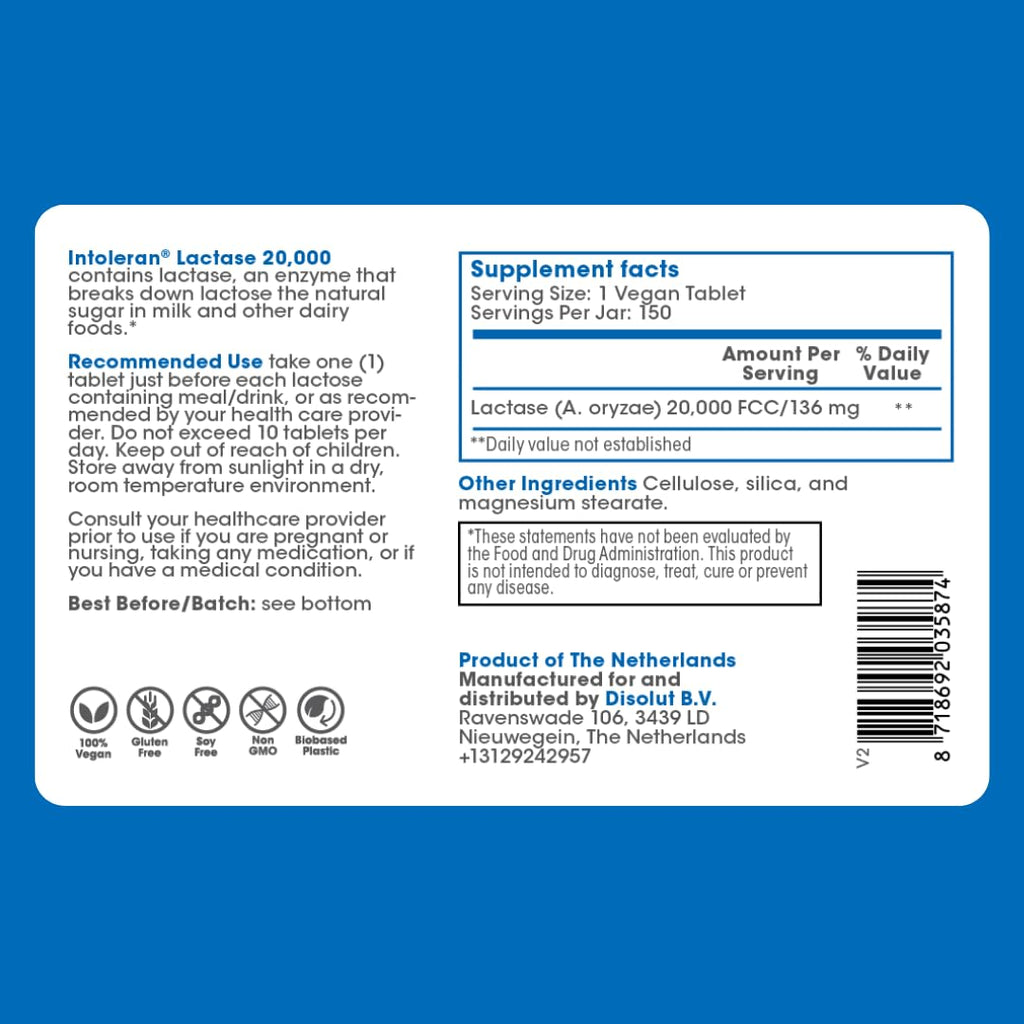 Lactase Digestive Enzymes 150 Scored Tablets E3343