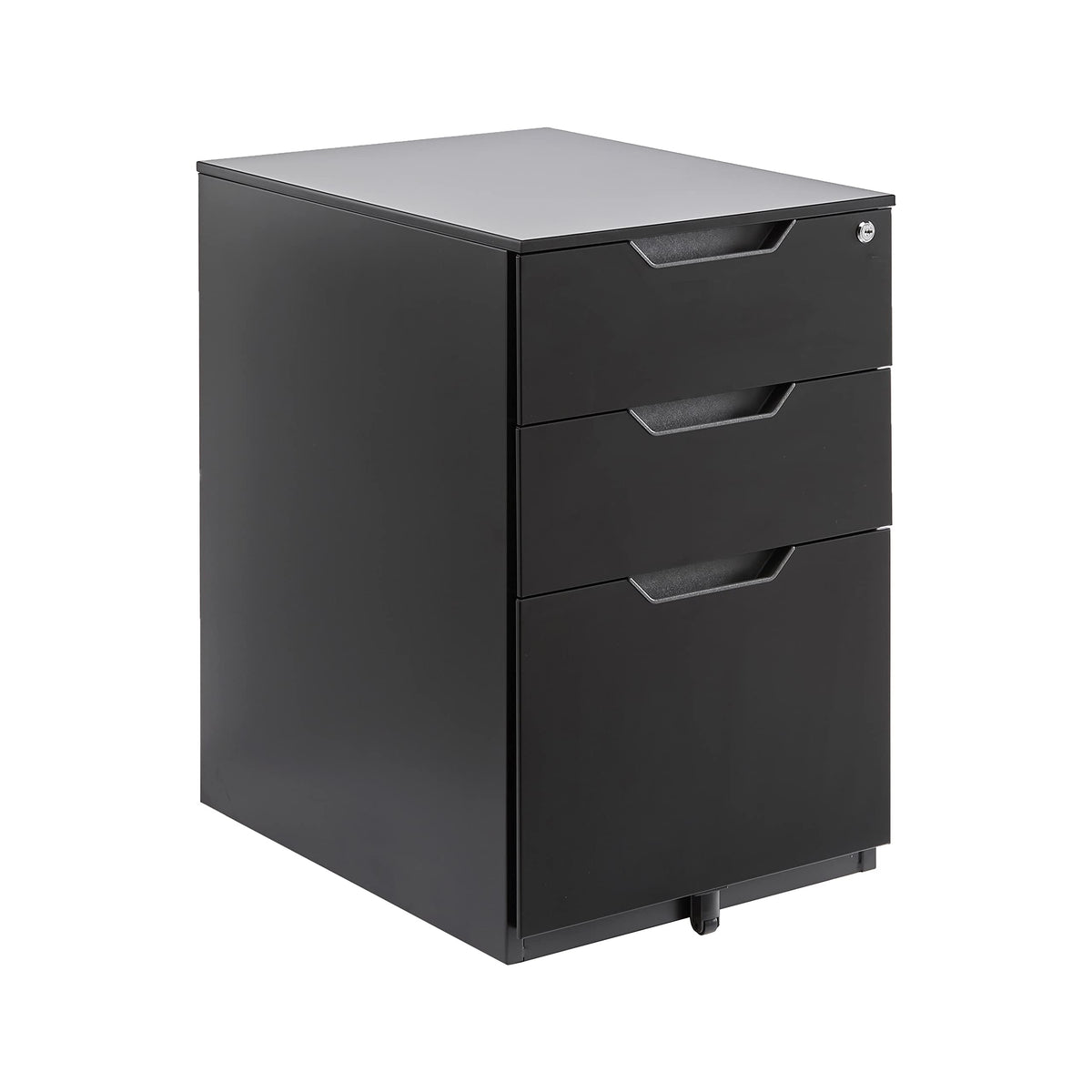 3-Drawer Black Mobile File Cabinet with Lock J80904
