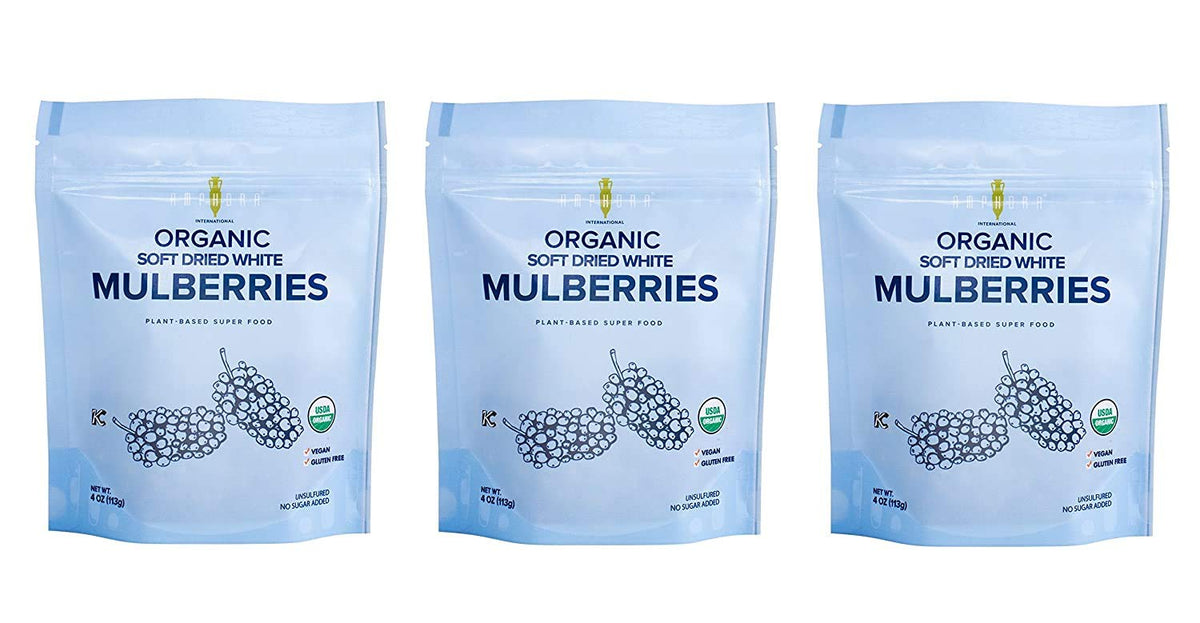 Organic Soft Dried White Mulberries 4 Ounce (Pack of 3) T4760