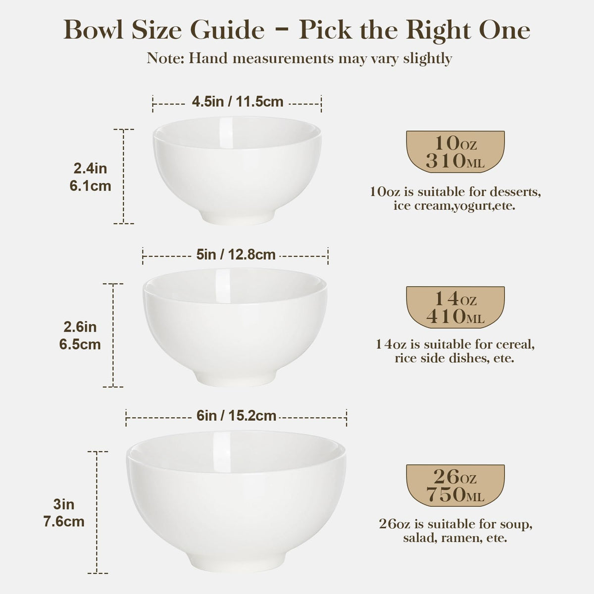 White 26 Oz Ceramic Soup Bowls of 4 I22923